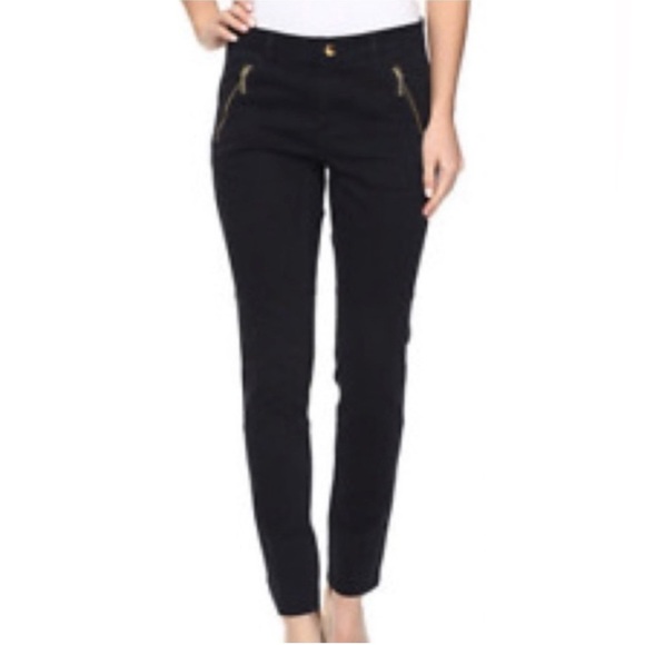 MICHAEL KORS Navy blue skinny with gold zipper accent pants size 10 - Picture 1 of 14
